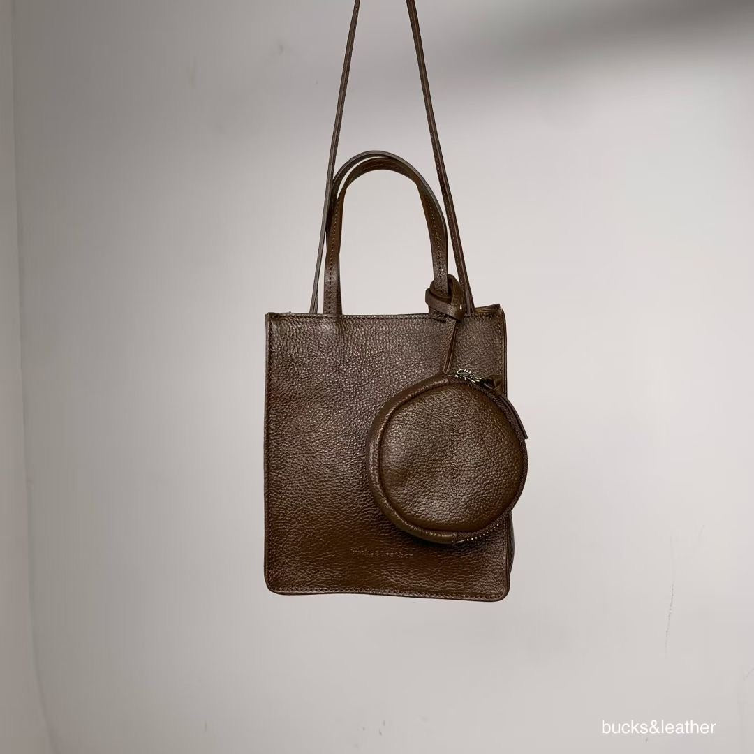 Bucks & Leather Square mini tote bag (coin bag included)