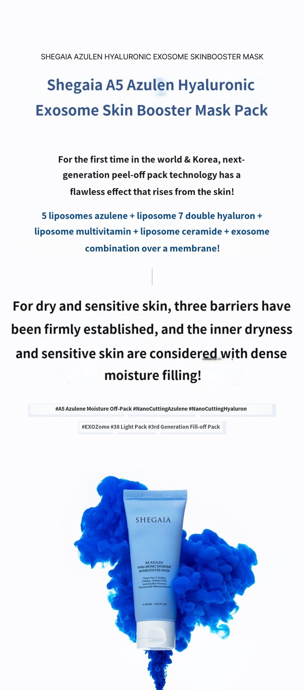 Shegaia A5 Azulen Hyaluronic Exosome Skinbooster Mask 60ml