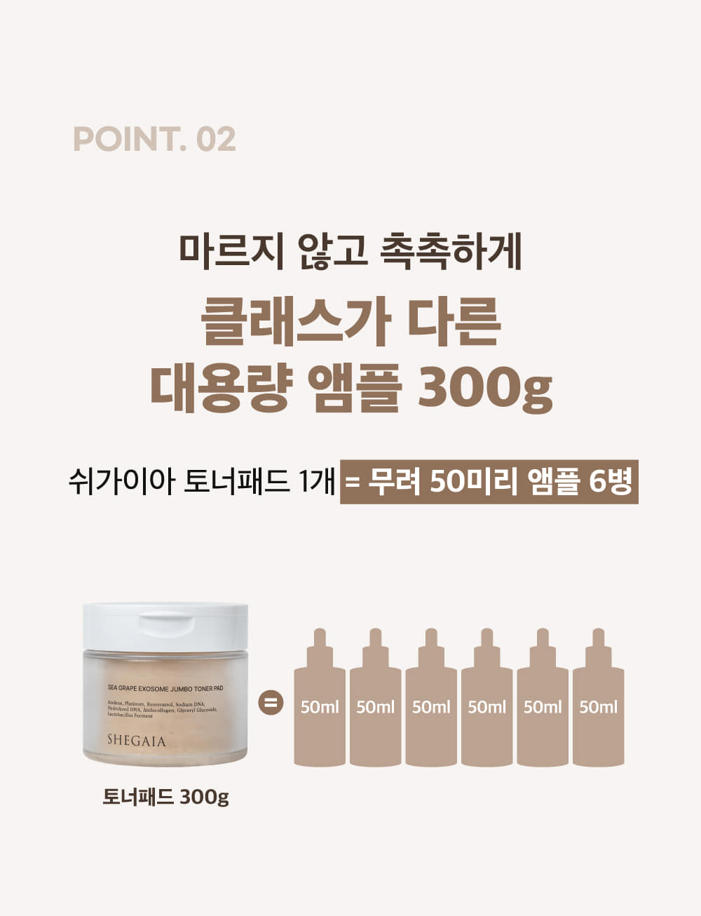 Shegaia Sea Grape Exosome Jumbo Toner Pad 300ml/50 pads