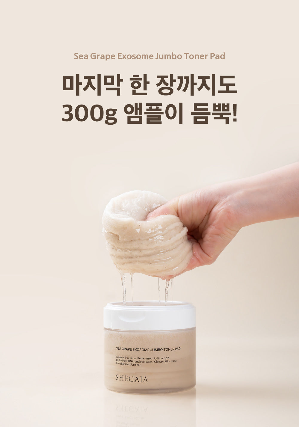 Shegaia Sea Grape Exosome Jumbo Toner Pad 300ml/50 pads