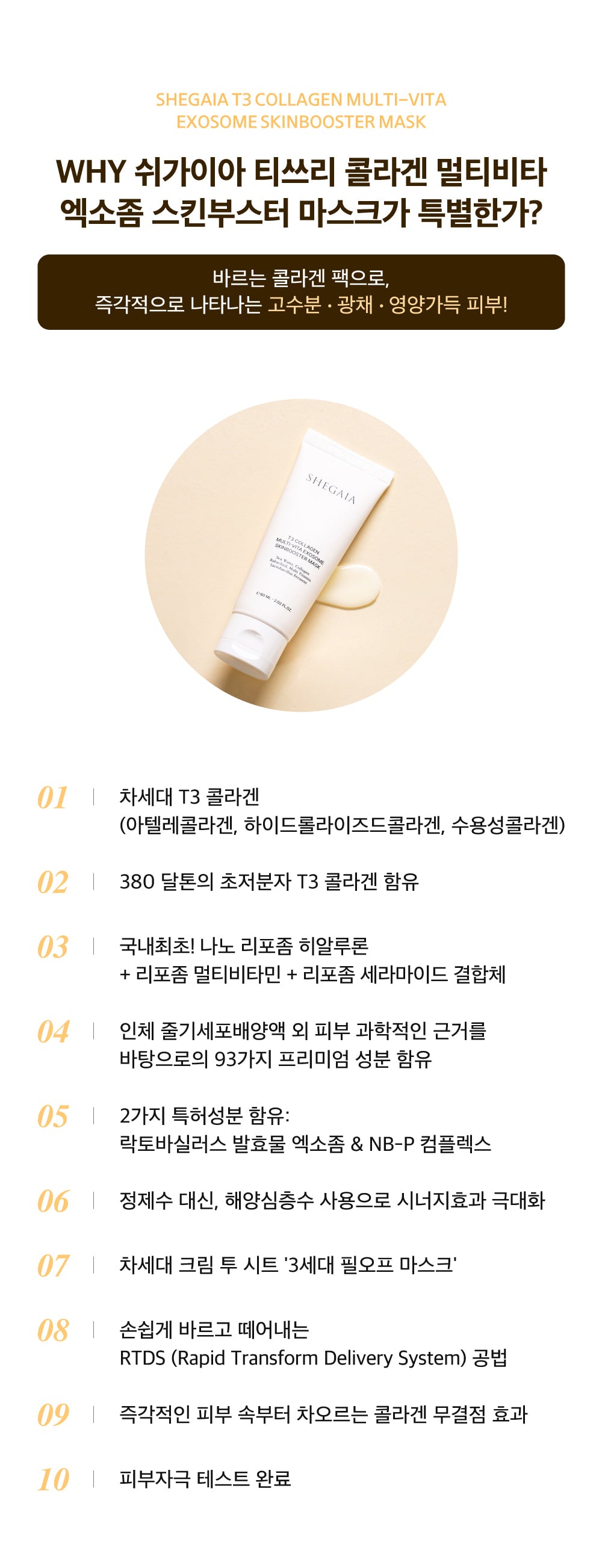 Shegaia T3 Collagen Multi-vita Exosome Skinbooster Mask 60g