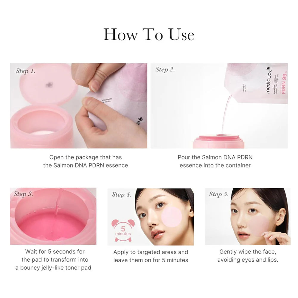 Medicube PDRN PINK COLLAGEN TONING GEL TONER PAD (70PCS)