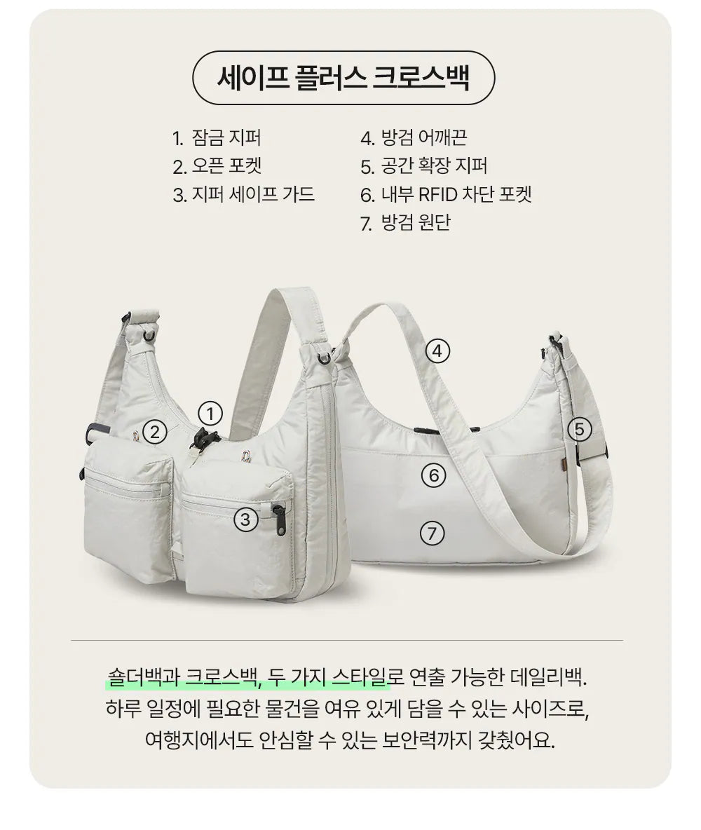 [Branden Safe Plus] Cross Bag | 隨身防盜可擴展斜孭袋
斜孭袋尺寸：寬32 / 高20-28 / 側寬8->擴大後15