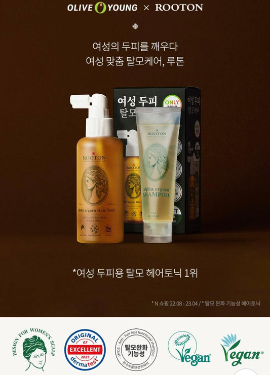 Rooton Women Hair Care Alpha erguen Hair Tonic 150ml + Shampoo 70ml