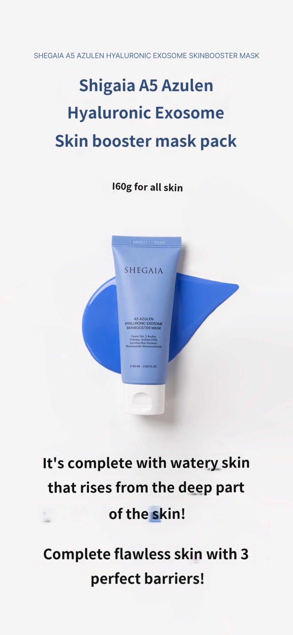 Shegaia A5 Azulen Hyaluronic Exosome Skinbooster Mask 60ml