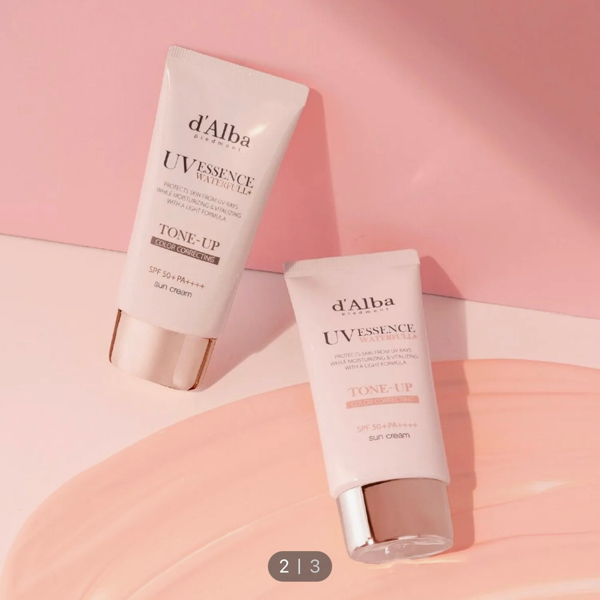 d’Alba UV Essence Waterfull Tone-up Sun cream (Pink correcting) Duo set