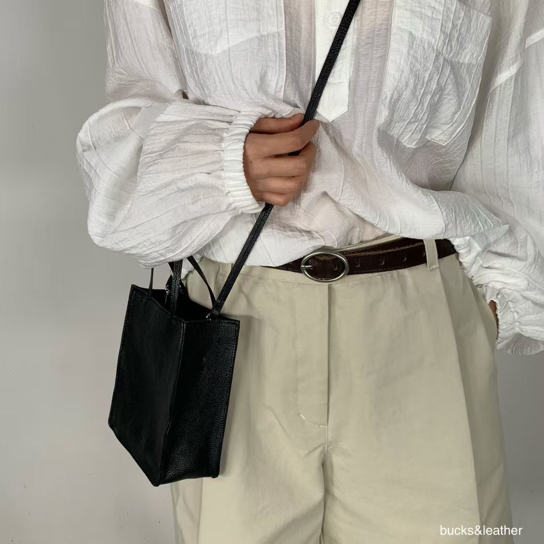 Bucks & Leather Square mini tote bag (coin bag included)