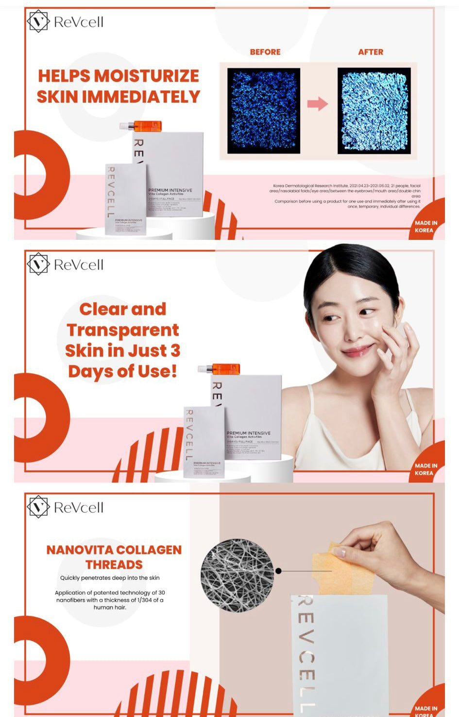 Revcell Premium Intensive Vita Collagen Activfilm (10 sheets + spray 50ml)