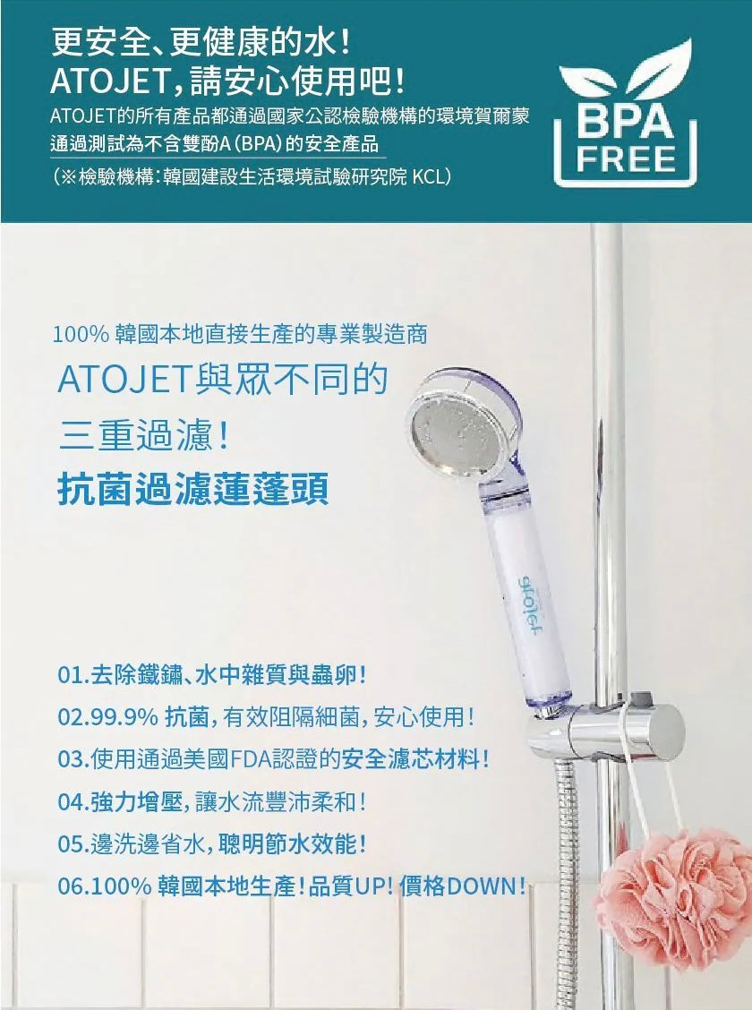 ATOJET | Shower Head + 6 Round Filter Discs + 6 Long Filter Strips (Green Box) – Jennie Recommended Set