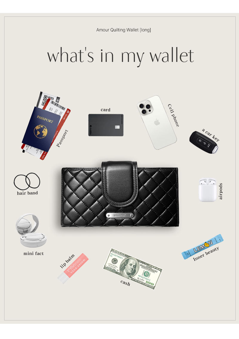 Amour ｜Made in Korea ｜菱格銀包 Quilting Card Wallet