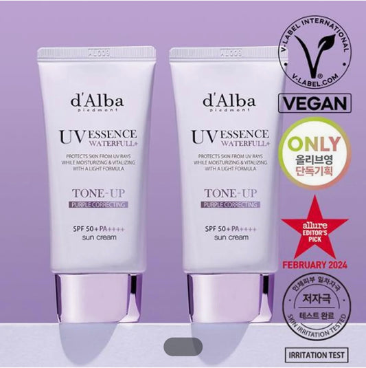 d'Alba Waterful Tone Up Sun Cream Purple 50mL Duo Set