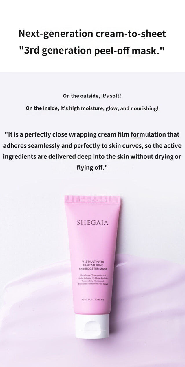 Shegaia V12 Multivita Gluatgione Skinbooster Mask (60ml)