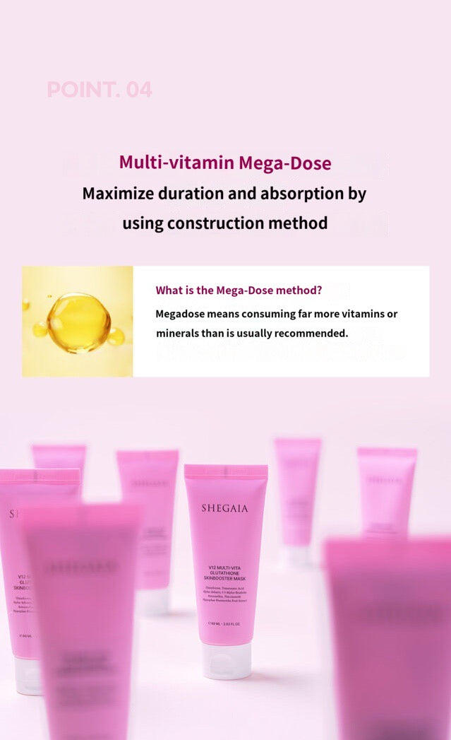 Shegaia V12 Multivita Gluatgione Skinbooster Mask (60ml)